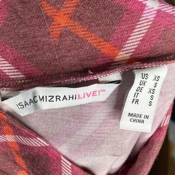 Isaac Mizrahi Live Womens Red Short Sleeves Checked Casual Tunic Top Size XS - Picture 4 of 6